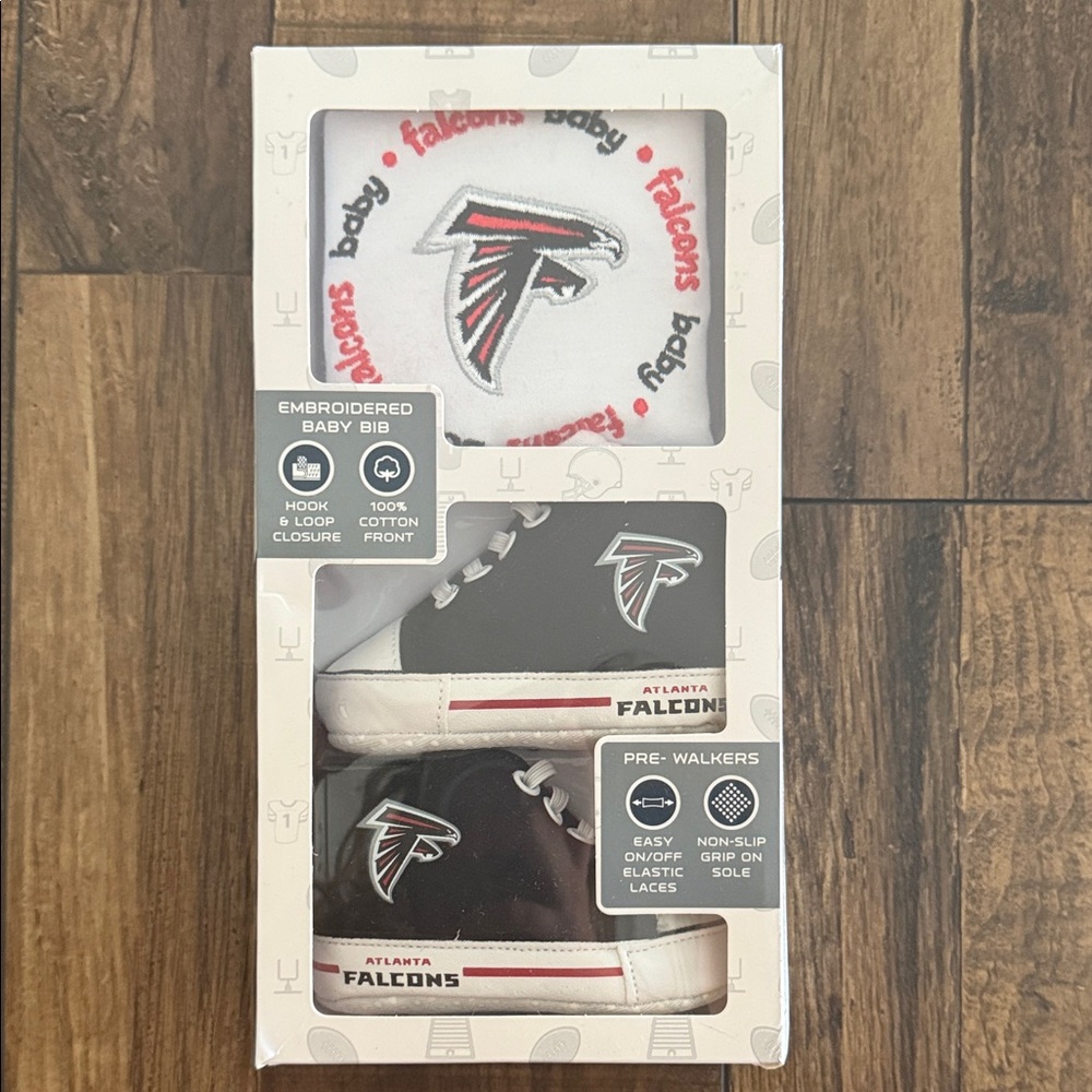 Atlanta Falcons Baby Fanatic Navy and White Pre-Walkers and Bib Set